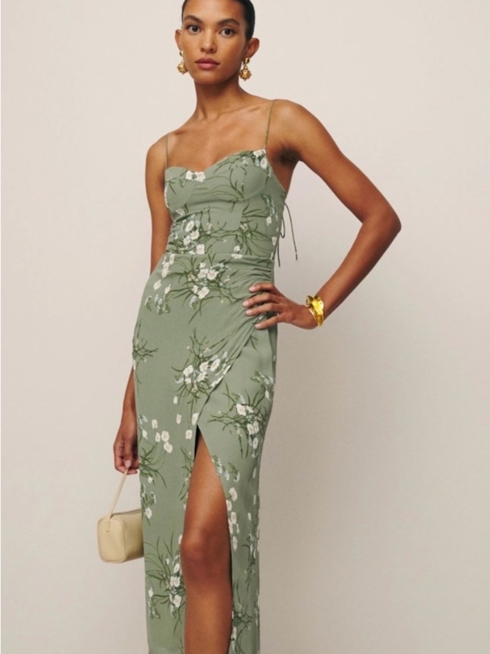 Reformation Kourtney Dress Sage Green